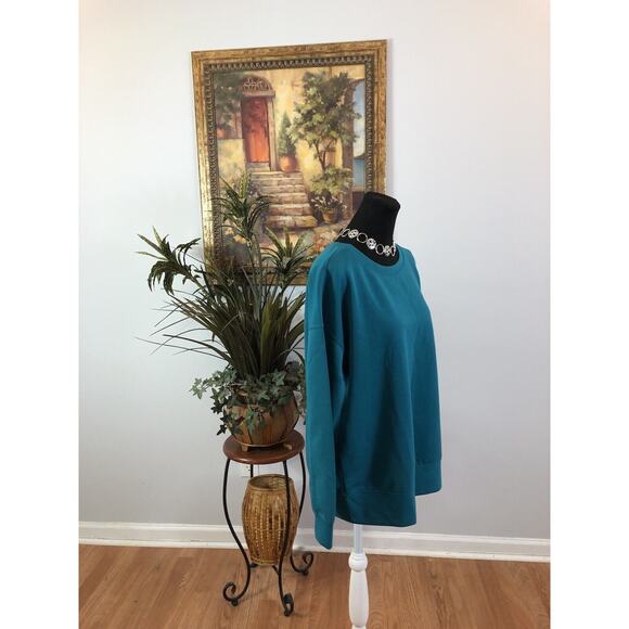 Mondetta Lady Scuba Sweatshirt Long Sleeves Large Crew Neck Verdigris Color - Picture 2 of 8